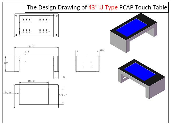 43 дюйма LCD рекламируя журнальный стол PCAP умный с экраном касания